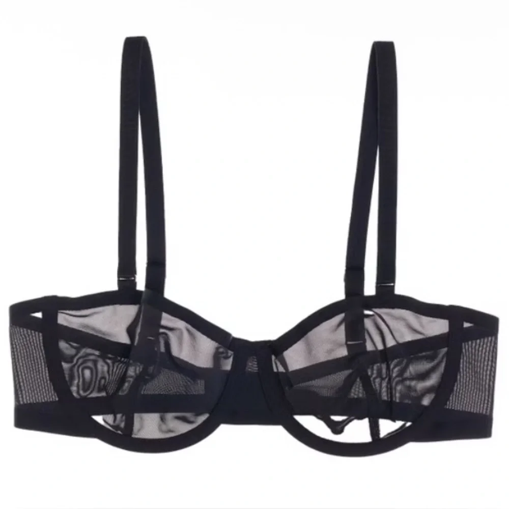 CUUP The Balconette Mesh Sheer Bra Black Size 40E - Picture 1 of 15